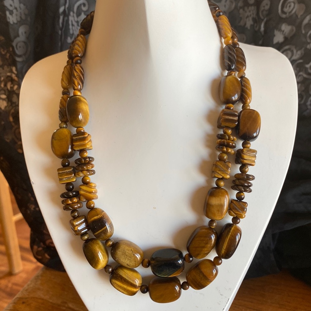 Mine Finds by Jay King tiger’s eye multi shape smooth & carved bead necklace